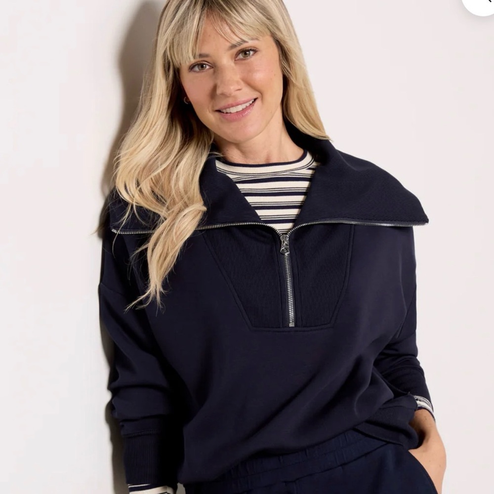 Varley Women's Navy Zip-Up Hoodie - Picture 2 of 3
